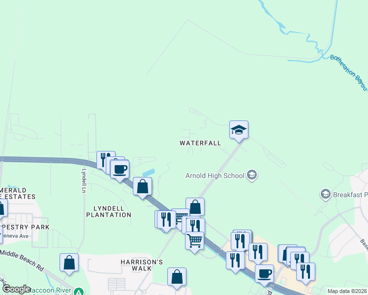 map of restaurants, bars, coffee shops, grocery stores, and more near 105 Grand Heron Drive in Panama City Beach