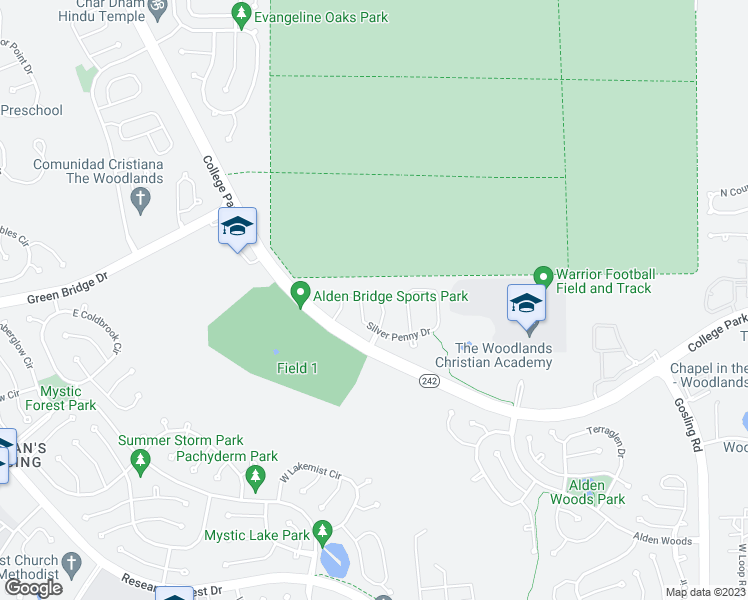 map of restaurants, bars, coffee shops, grocery stores, and more near 39 East Twinvale Loop in The Woodlands