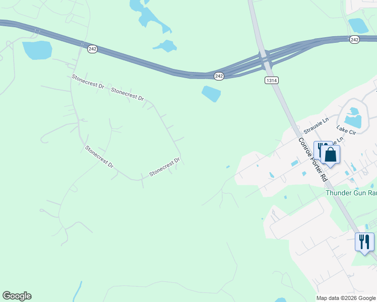 map of restaurants, bars, coffee shops, grocery stores, and more near 16604 Stonecrest Drive in Conroe