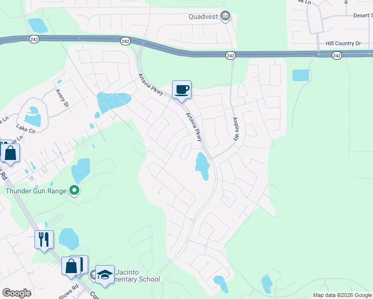 map of restaurants, bars, coffee shops, grocery stores, and more near 15228 Deseo Drive in Conroe