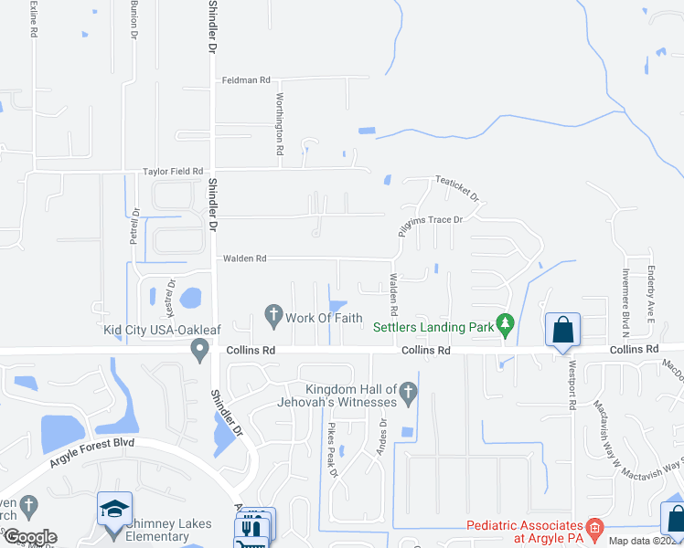 map of restaurants, bars, coffee shops, grocery stores, and more near 7523 Walden Court in Jacksonville