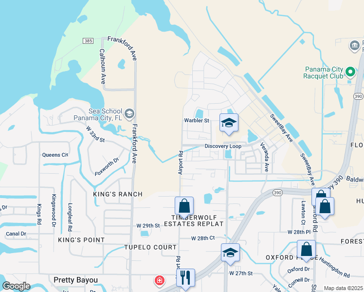 map of restaurants, bars, coffee shops, grocery stores, and more near 3798 Airport Road in Panama City