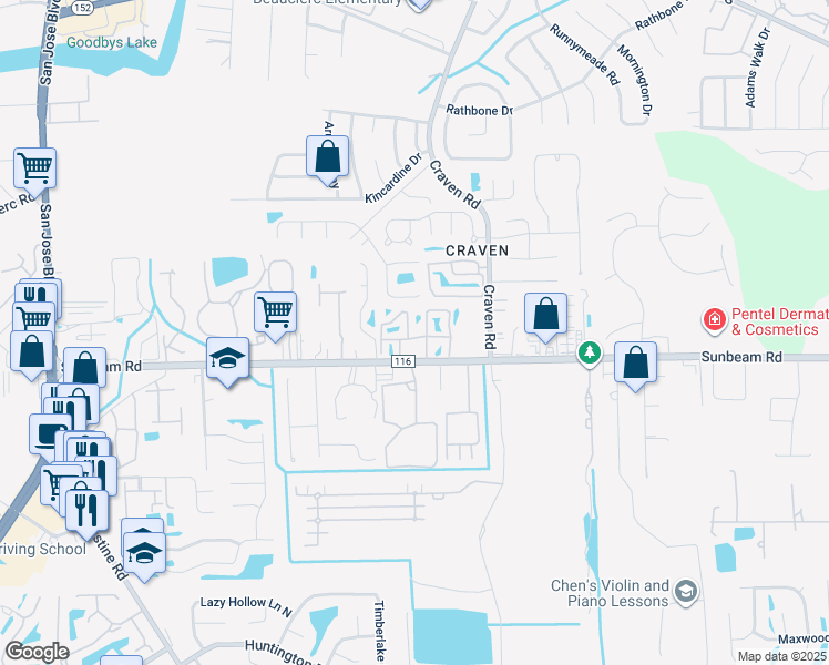 map of restaurants, bars, coffee shops, grocery stores, and more near 4295 County Road 116 in Jacksonville