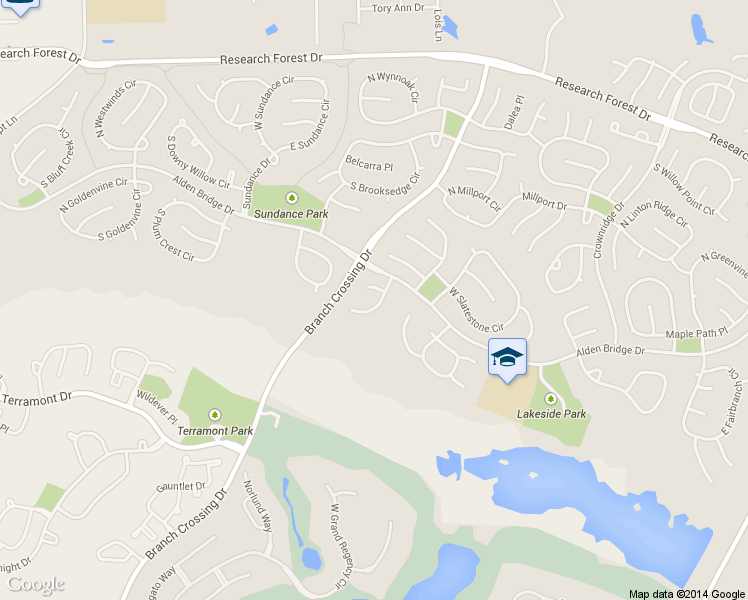 map of restaurants, bars, coffee shops, grocery stores, and more near 31 Orchard Pines Place in Spring