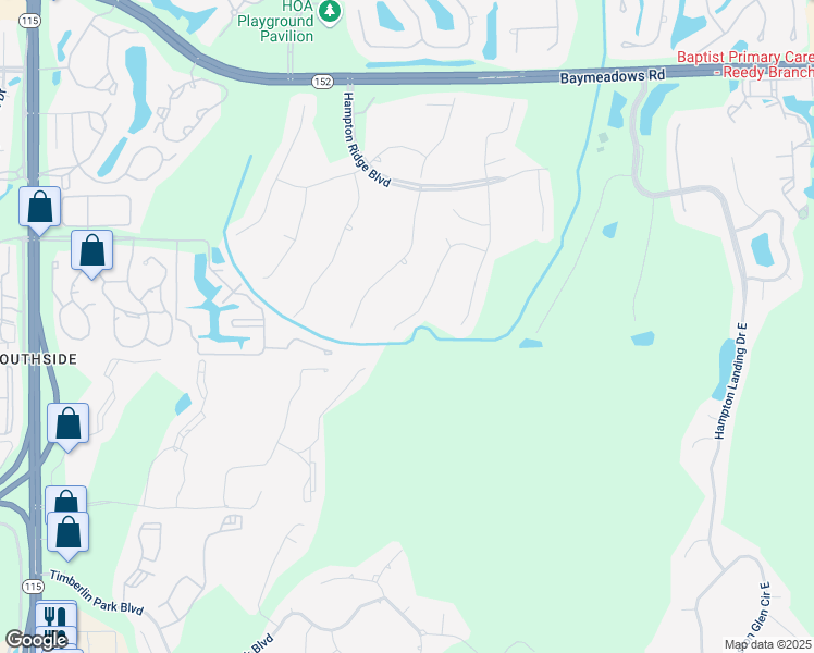 map of restaurants, bars, coffee shops, grocery stores, and more near 8737 Rolling Brook Lane in Jacksonville