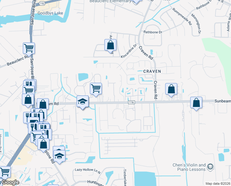 map of restaurants, bars, coffee shops, grocery stores, and more near 9421 Osprey Branch Trail in Jacksonville