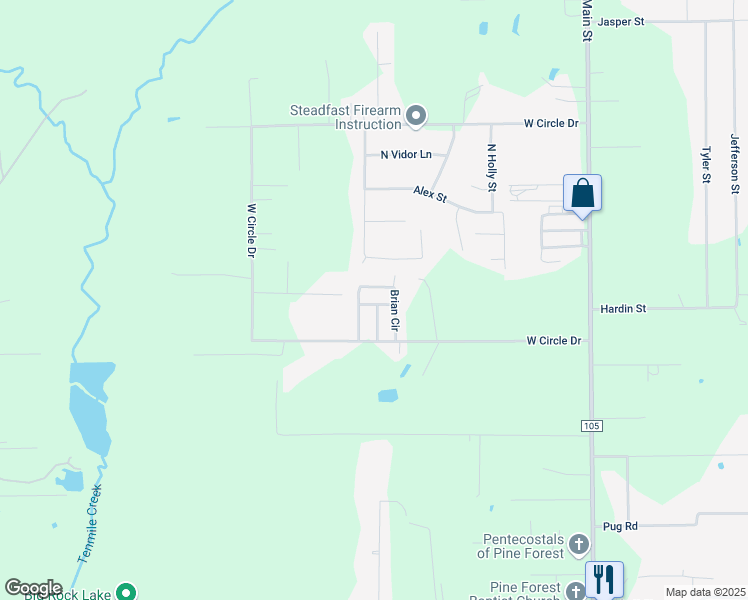 map of restaurants, bars, coffee shops, grocery stores, and more near 56 Kate Drive in Vidor