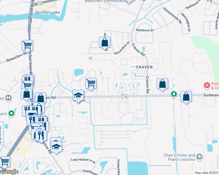 map of restaurants, bars, coffee shops, grocery stores, and more near 9421 Osprey Branch Trail in Jacksonville