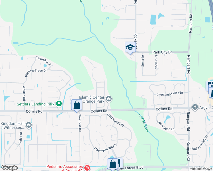 map of restaurants, bars, coffee shops, grocery stores, and more near 7727 Enderby Avenue East in Jacksonville