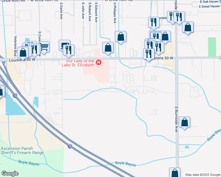 map of restaurants, bars, coffee shops, grocery stores, and more near 921 West Elrem Street in Gonzales