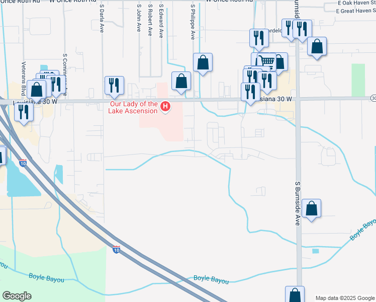 map of restaurants, bars, coffee shops, grocery stores, and more near 921 West Elrem Street in Gonzales