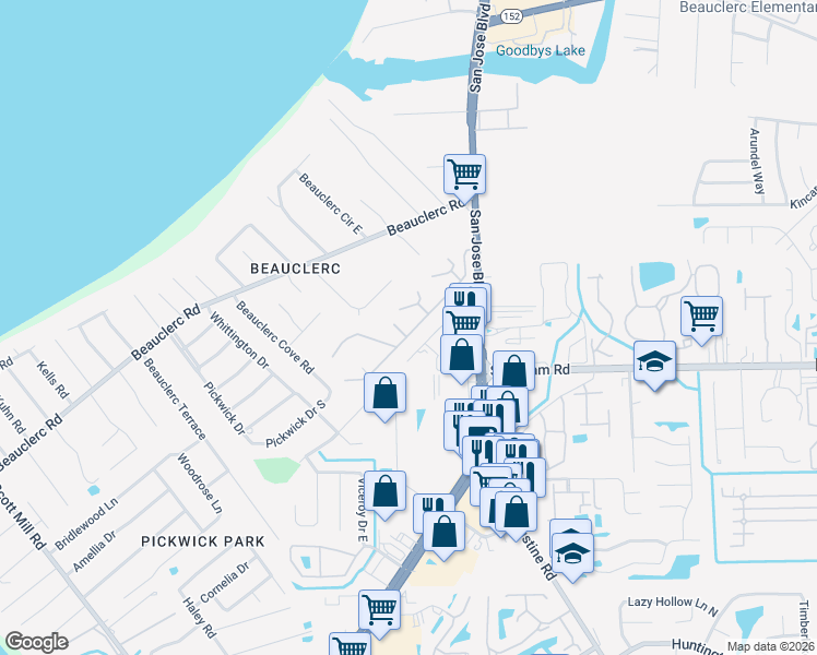 map of restaurants, bars, coffee shops, grocery stores, and more near 9252 San Jose Boulevard in Jacksonville