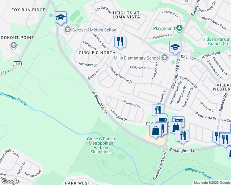 map of restaurants, bars, coffee shops, grocery stores, and more near 9217 Hopeland Drive in Austin