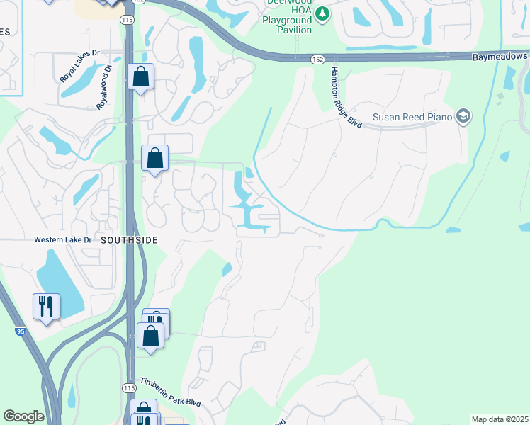 map of restaurants, bars, coffee shops, grocery stores, and more near 10200 Belle Rive Boulevard in Jacksonville