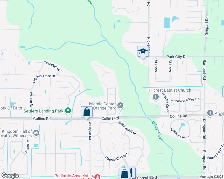 map of restaurants, bars, coffee shops, grocery stores, and more near 7834 Ingonish Place in Jacksonville