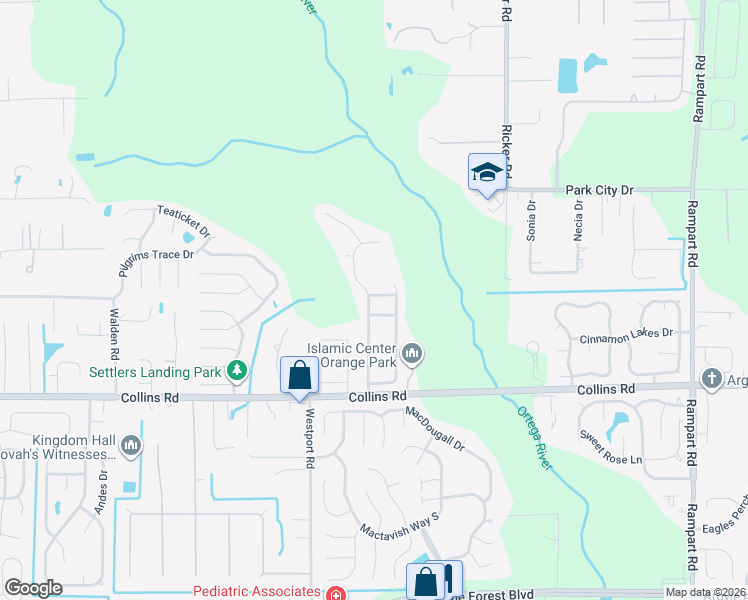 map of restaurants, bars, coffee shops, grocery stores, and more near 7848 Ingonish Place in Jacksonville
