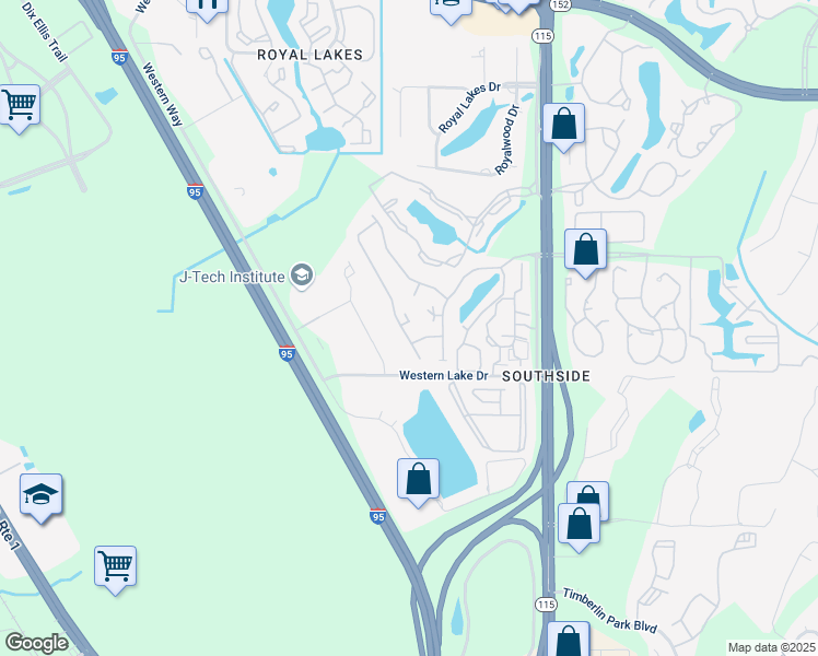 map of restaurants, bars, coffee shops, grocery stores, and more near 6160 Chambore Court in Jacksonville
