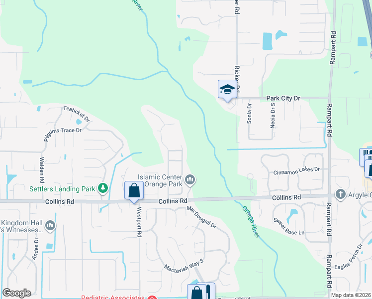 map of restaurants, bars, coffee shops, grocery stores, and more near 7727 Enderby Avenue East in Jacksonville