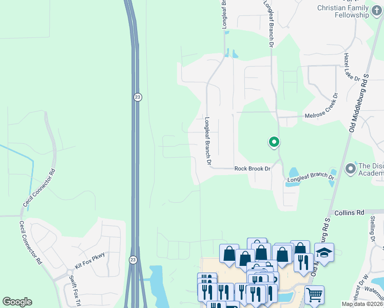 map of restaurants, bars, coffee shops, grocery stores, and more near 7899 Merchants Way in Jacksonville