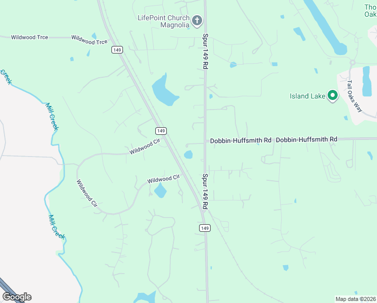 map of restaurants, bars, coffee shops, grocery stores, and more near 38011 Spur 149 Road in Magnolia