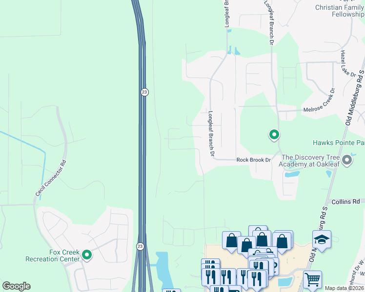 map of restaurants, bars, coffee shops, grocery stores, and more near 7884 Merchants Way in Jacksonville