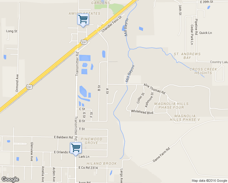 map of restaurants, bars, coffee shops, grocery stores, and more near 3715 Haley Lane in Panama City