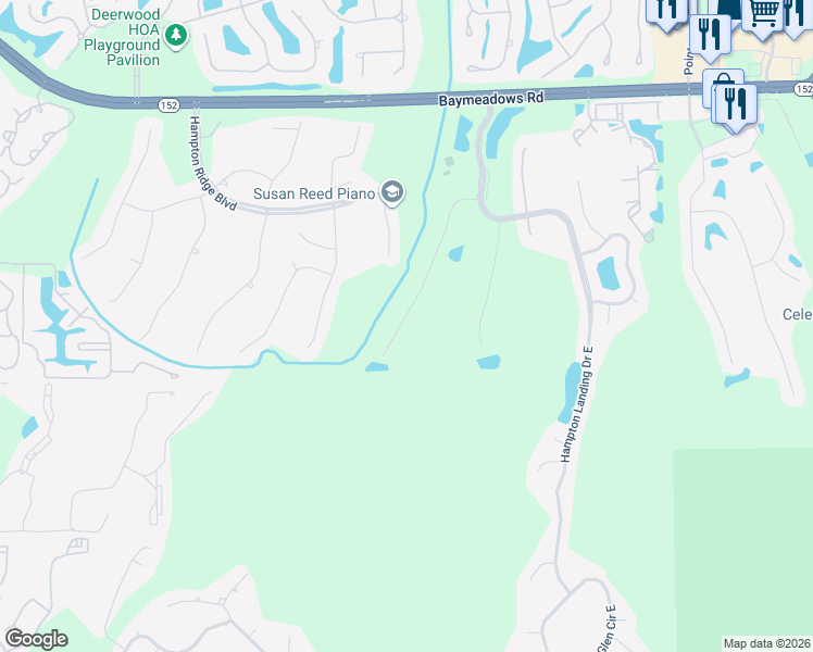 map of restaurants, bars, coffee shops, grocery stores, and more near 8693 Ethans Glen Terrace in Jacksonville