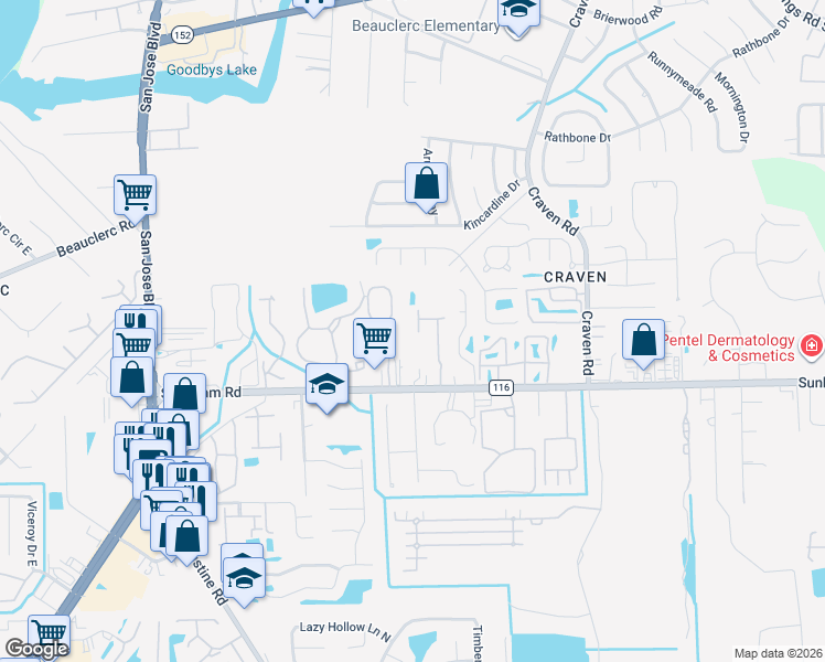 map of restaurants, bars, coffee shops, grocery stores, and more near 4083-1 San Jose Ap in Jacksonville