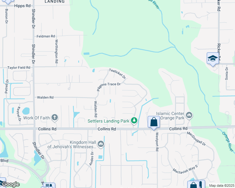 map of restaurants, bars, coffee shops, grocery stores, and more near 7651 Pimmit Hills Drive in Jacksonville