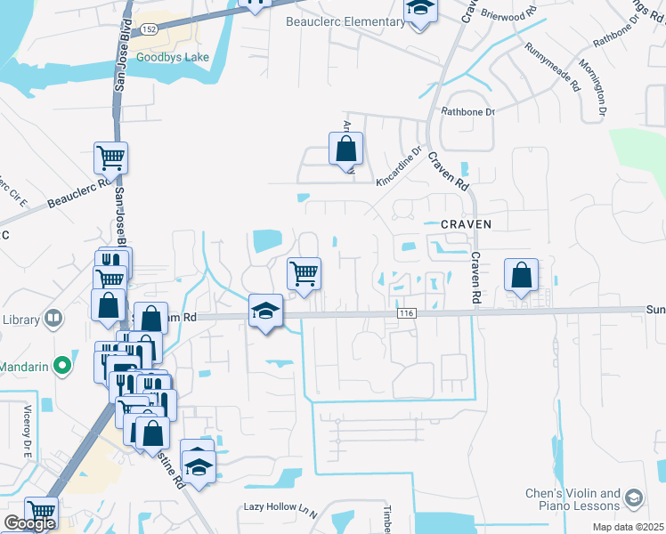 map of restaurants, bars, coffee shops, grocery stores, and more near 4083-1 San Jose Ap in Jacksonville