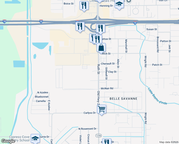map of restaurants, bars, coffee shops, grocery stores, and more near 3032 Hwy 27 S in Sulphur