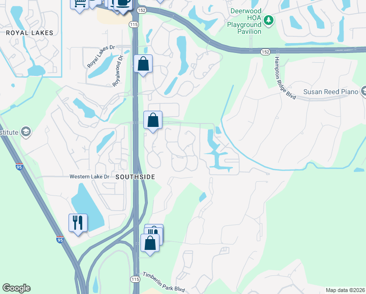 map of restaurants, bars, coffee shops, grocery stores, and more near 10150 Belle Rive Boulevard in Jacksonville
