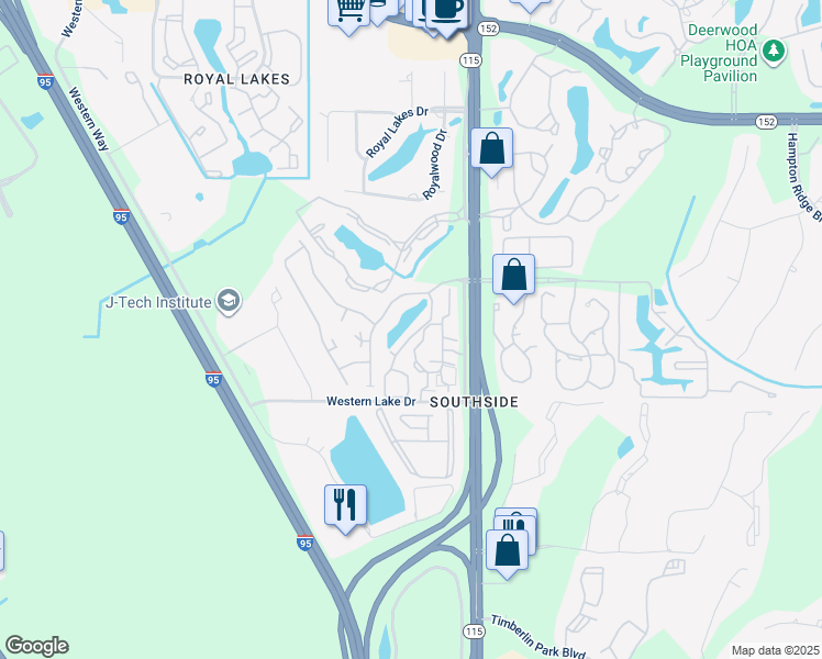 map of restaurants, bars, coffee shops, grocery stores, and more near 8715 Belle Rive Boulevard in Jacksonville