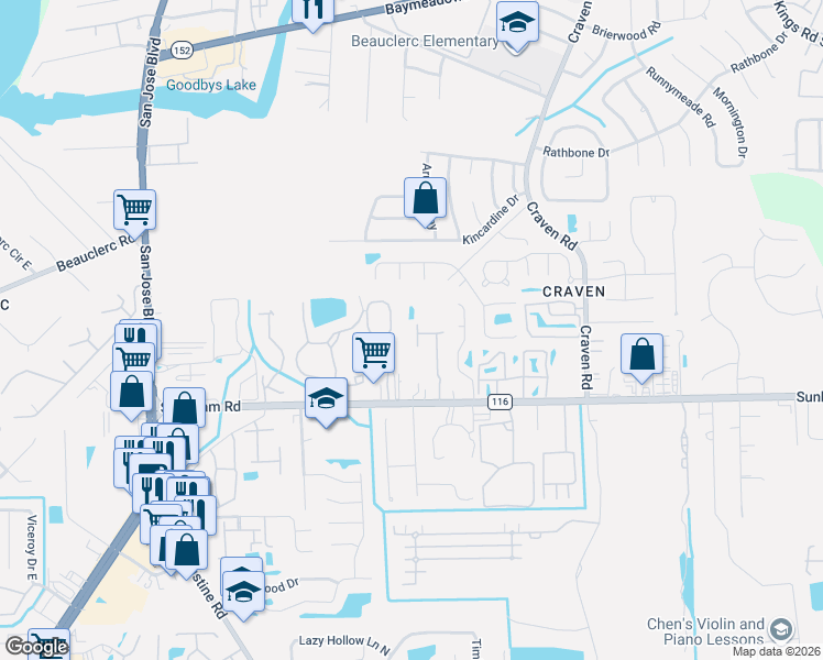 map of restaurants, bars, coffee shops, grocery stores, and more near 4083-1 San Jose Ap in Jacksonville