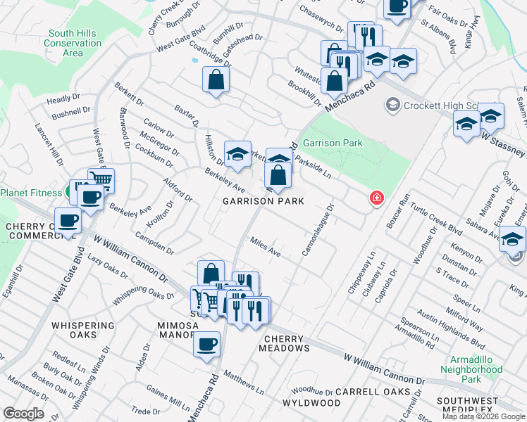 map of restaurants, bars, coffee shops, grocery stores, and more near in Austin