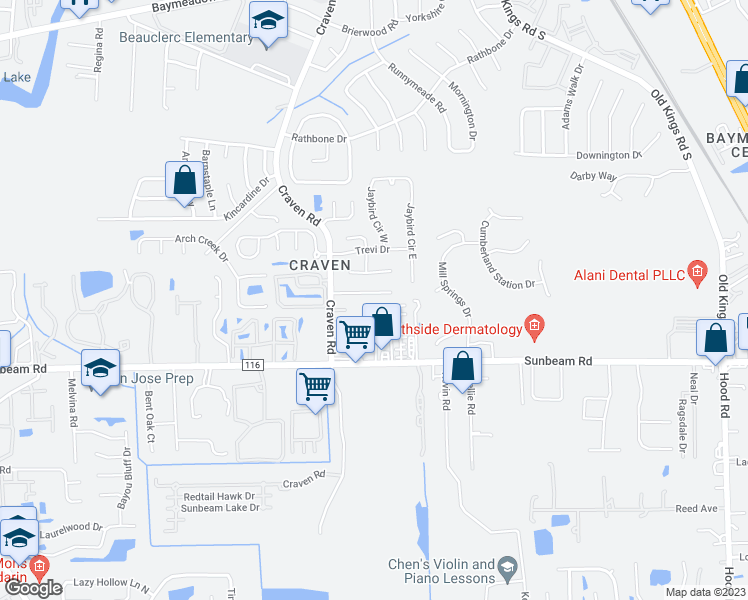 map of restaurants, bars, coffee shops, grocery stores, and more near 4848 Victoria Chase Court in Jacksonville