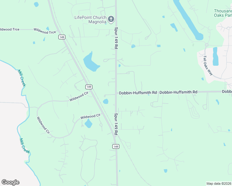 map of restaurants, bars, coffee shops, grocery stores, and more near 38100 Spur 149 Road in Magnolia