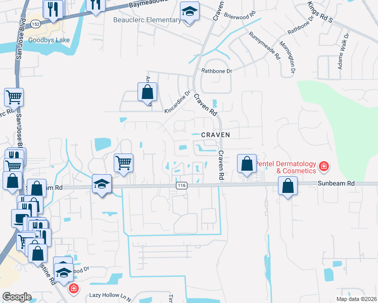 map of restaurants, bars, coffee shops, grocery stores, and more near 4557 Arch Creek Drive in Jacksonville