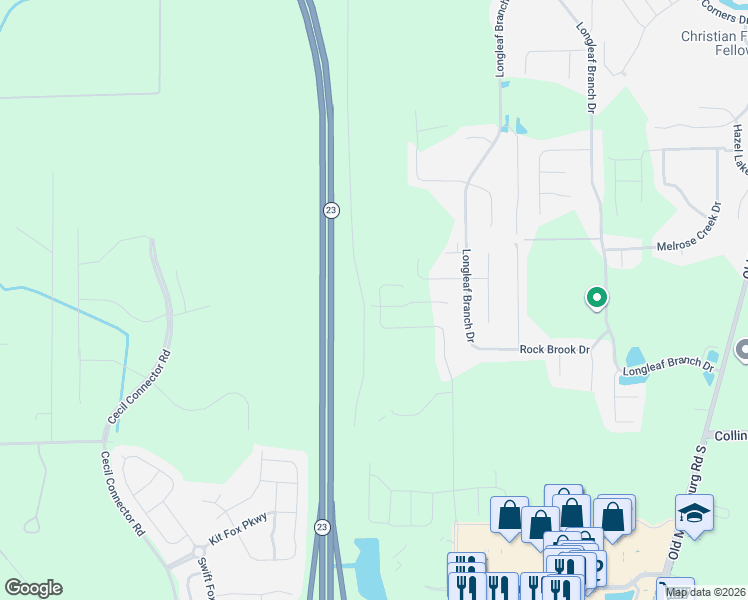 map of restaurants, bars, coffee shops, grocery stores, and more near Cecil Commerce Center Parkway in Jacksonville