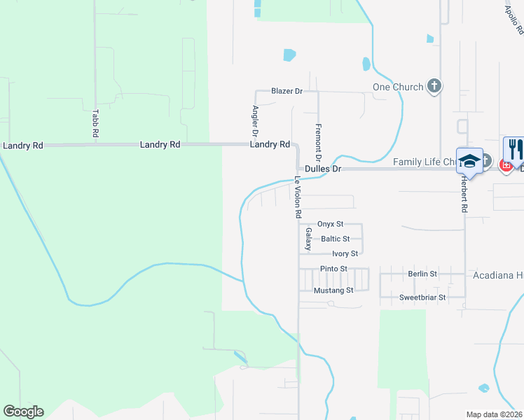 map of restaurants, bars, coffee shops, grocery stores, and more near 109 Rimrock Drive in Lafayette