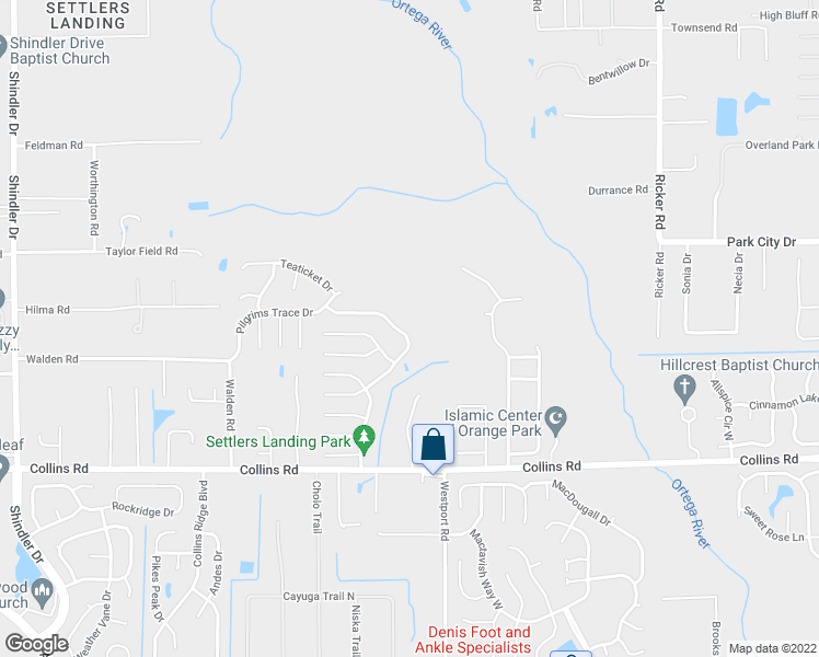 map of restaurants, bars, coffee shops, grocery stores, and more near 8031 Cumberland Gap Trail North in Jacksonville