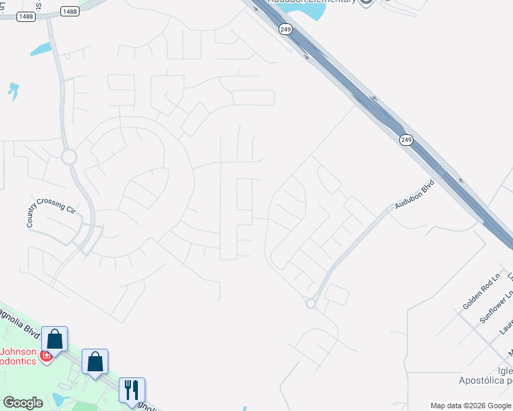 map of restaurants, bars, coffee shops, grocery stores, and more near 118 Noble View Court in Magnolia