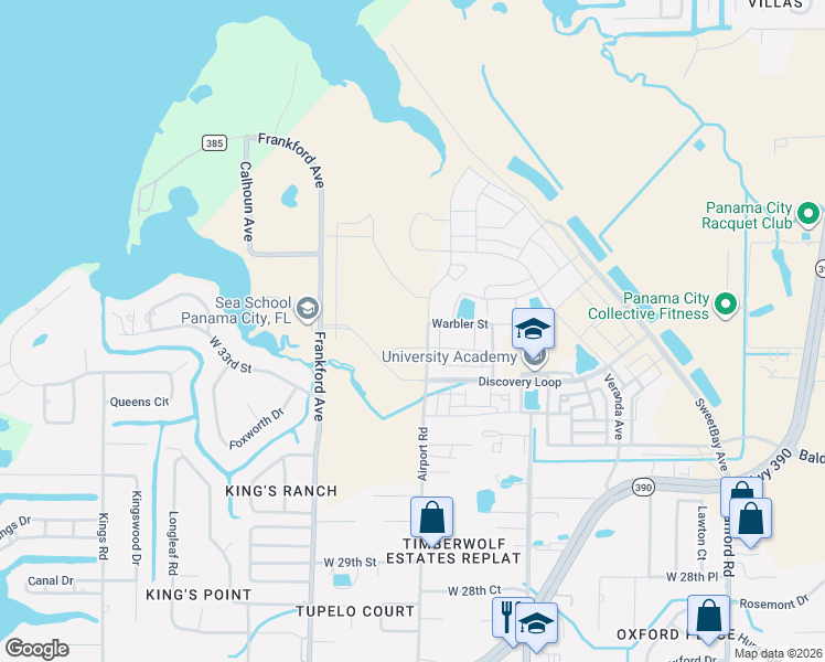 map of restaurants, bars, coffee shops, grocery stores, and more near 3798 Airport Road in Panama City