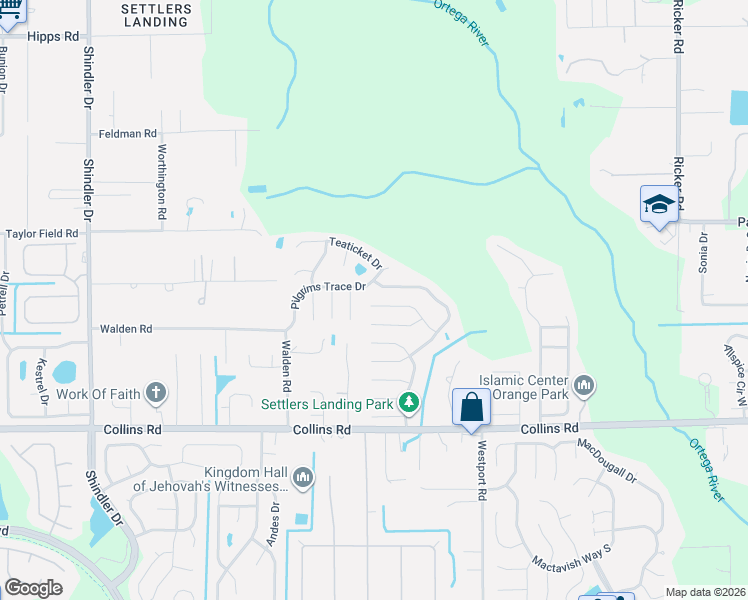 map of restaurants, bars, coffee shops, grocery stores, and more near 8175 Boonesborough Trail in Jacksonville