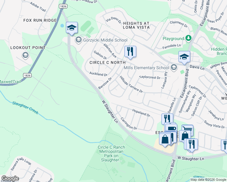 map of restaurants, bars, coffee shops, grocery stores, and more near 9305 Donner Lane in Austin