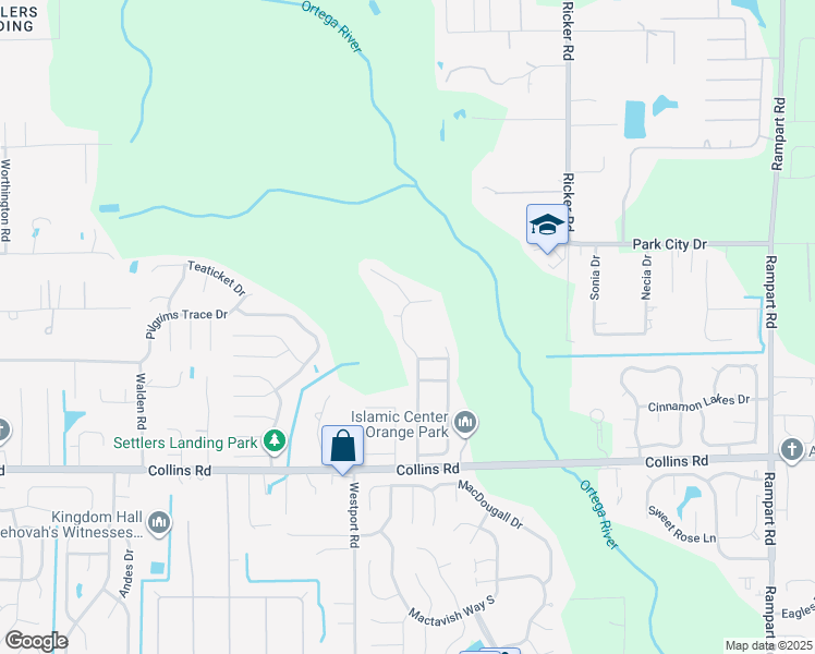 map of restaurants, bars, coffee shops, grocery stores, and more near 7615 Invermere Boulevard North in Jacksonville