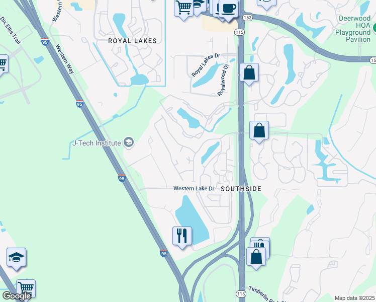 map of restaurants, bars, coffee shops, grocery stores, and more near 6176 Alpenrose Avenue in Jacksonville