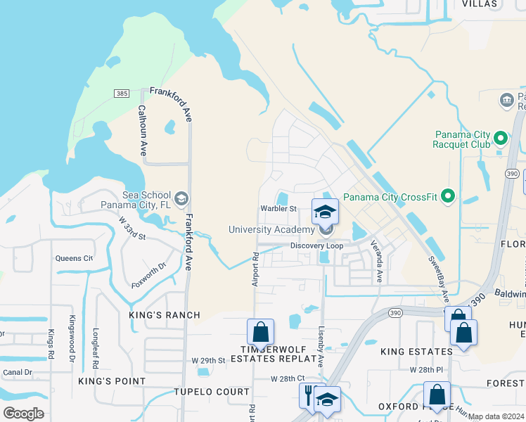 map of restaurants, bars, coffee shops, grocery stores, and more near 3798 Airport Road in Panama City