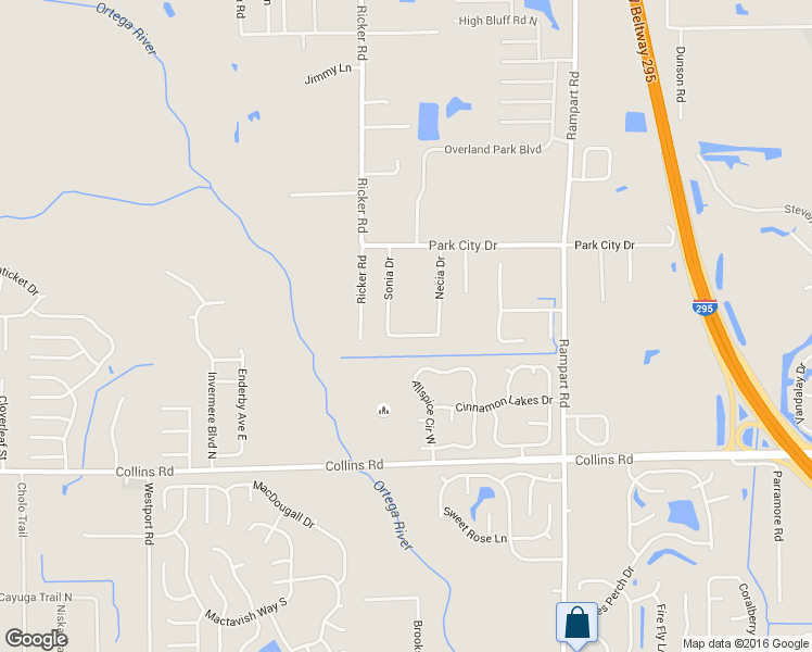 map of restaurants, bars, coffee shops, grocery stores, and more near 7647 Sonia Drive in Jacksonville