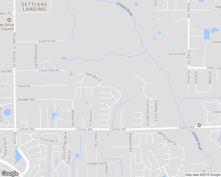 map of restaurants, bars, coffee shops, grocery stores, and more near 8094 Cumberland Gap Trail North in Jacksonville